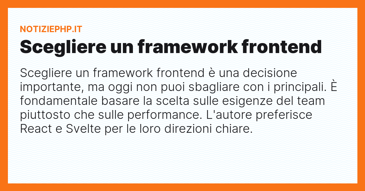 Scegliere un framework frontend