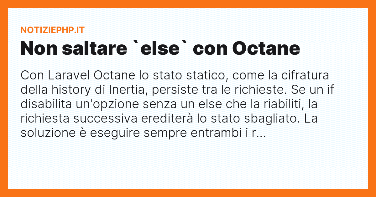 Non saltare `else` con Octane